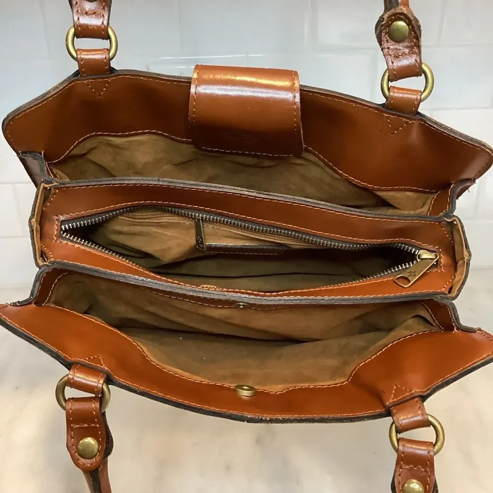 Patricia Nash Bag Purse Handbag Leather Pocketbook Rienzo Satchel Brown Bag